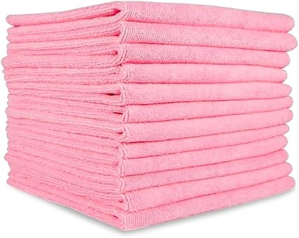 Microfiber Cleaning Towel, 16x16 Pink, Pack of 180 Pieces
