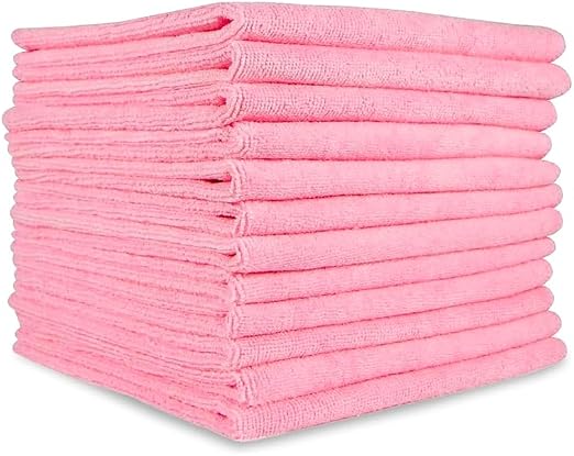Microfiber Cleaning Towel, 16x16 Pink, Pack of 180 Pieces
