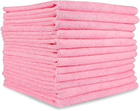 Microfiber Cleaning Towel, 16x16 Pink, Pack of 180 Pieces