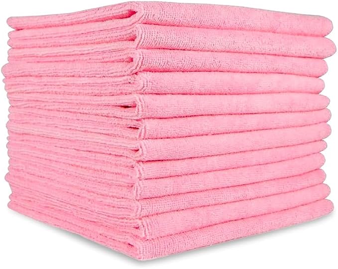 Microfiber Cleaning Towel, 16x16 Pink, Pack of 180 Pieces