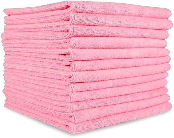 Microfiber Cleaning Towel, 16x16 Pink, Pack of 180 Pieces