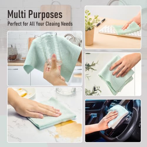 Microfiber Cleaning Cloth Roll, 75 Pack Tear Away, 12" x 12", Green