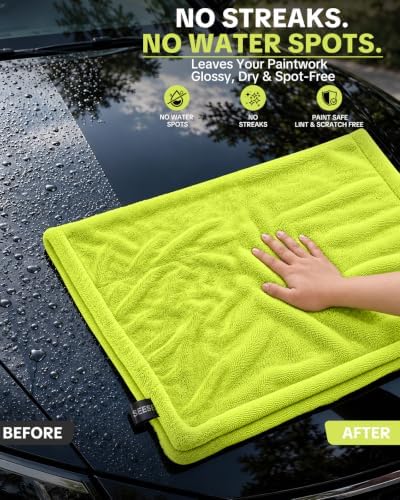 Microfiber Car Drying Towel: 1400 GSM Ultra Absorbent, 24" x 36"
