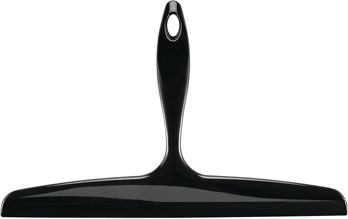 iDesign Bathroom Plastic Shower Squeegee with Wall Hook - Black