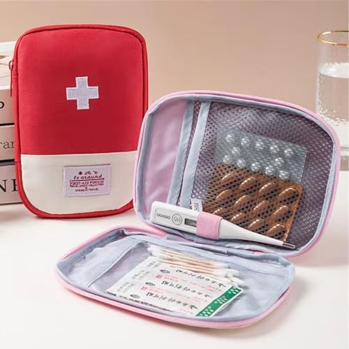 Red First Aid Bag Empty 1st Aid Bag Section Dividers Medical Travel Case Emergency First Responder Storage Compact Medicine Bag for Car Home Office Kitchen Sport Outdoors (Yellow)