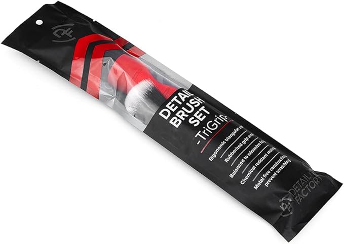 Detail Factory - TriGrip Ultra-Soft Detailing Brush Set - Scratch-Free Cleaning for Exterior, Interior Panels, Emblems, Badges, Gauges, Infotainment Screen - Red