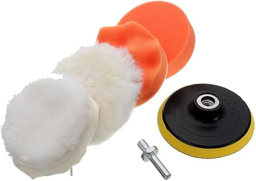 VGEBY 6 Pcs Drill Polishing Kit, 4" Polishing Buffing Waxing Pads +M10 Drill Adapter Car Cleaning Tools