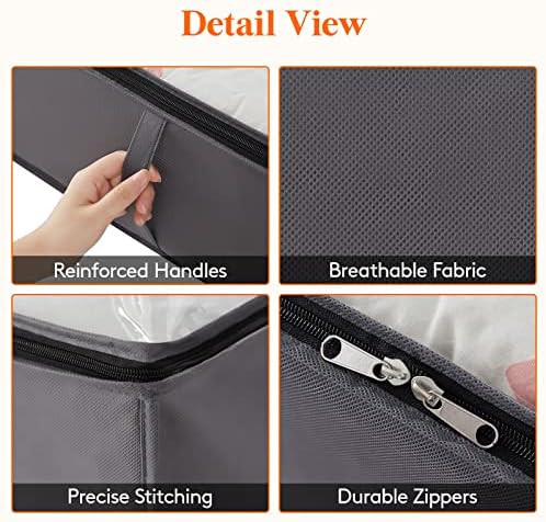 95L 4 Pack Under Bed Storage Container, Blanket Organizer, Gray