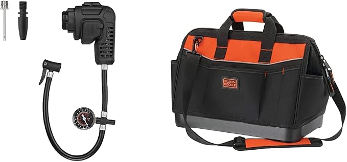 BLACK+DECKER Inflator Multi-Tool Attachment with 16 in. Wide Mouth Zippered Tool Bag (BDCMTHPI & BDST500002APB)