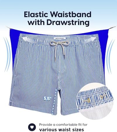 Mens Swim Trunks 5 Inch with Mesh Liner Breathable for Beach