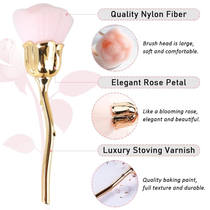 1Pc Nail Dust Brush for Acrylic Nails Acrylic Nail Brush Cleaner Nail Brushes for Cleaning Dust Large Powder Brush Makeup Blush Brush Manicure Remover Brush Nail Art Tools (Gold-2)