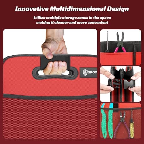 Trunk Organizer for Car - 70L Collapsible Sturdy Car Storage, Red