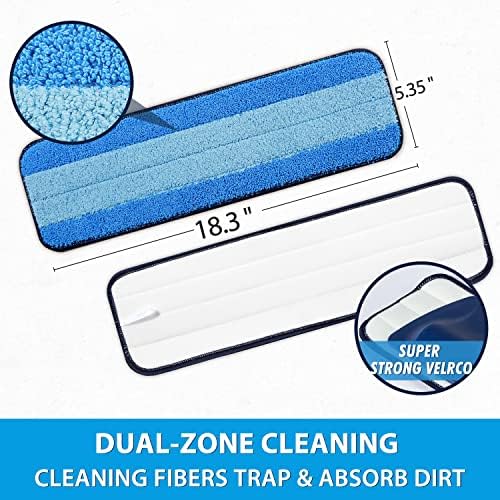 6 Pack Microfiber Cleaning Pads for Bona Mop, Safe for Hardwood and Hard-Surface Floors, Reusable Microfiber Mop Pads for 18 Inch Mop, No Residue, Super-Absorbent, Over 500 Machine Washes