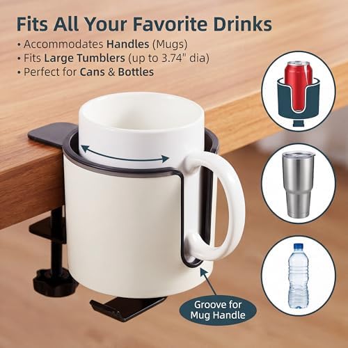 Luxury 2-in-1 Anti-spill Cup Holder with Headphone Hanger (WHITE)