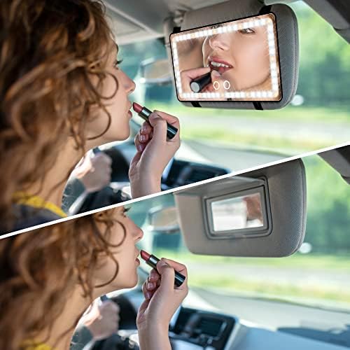 Car Sun Visor Vanity Mirror with Lights, Rechargeable Car Makeup Mirror
