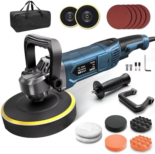 Buffer Polisher, 1600W Rotary Car Buffer, 6 Inch/7 Inch, Blue