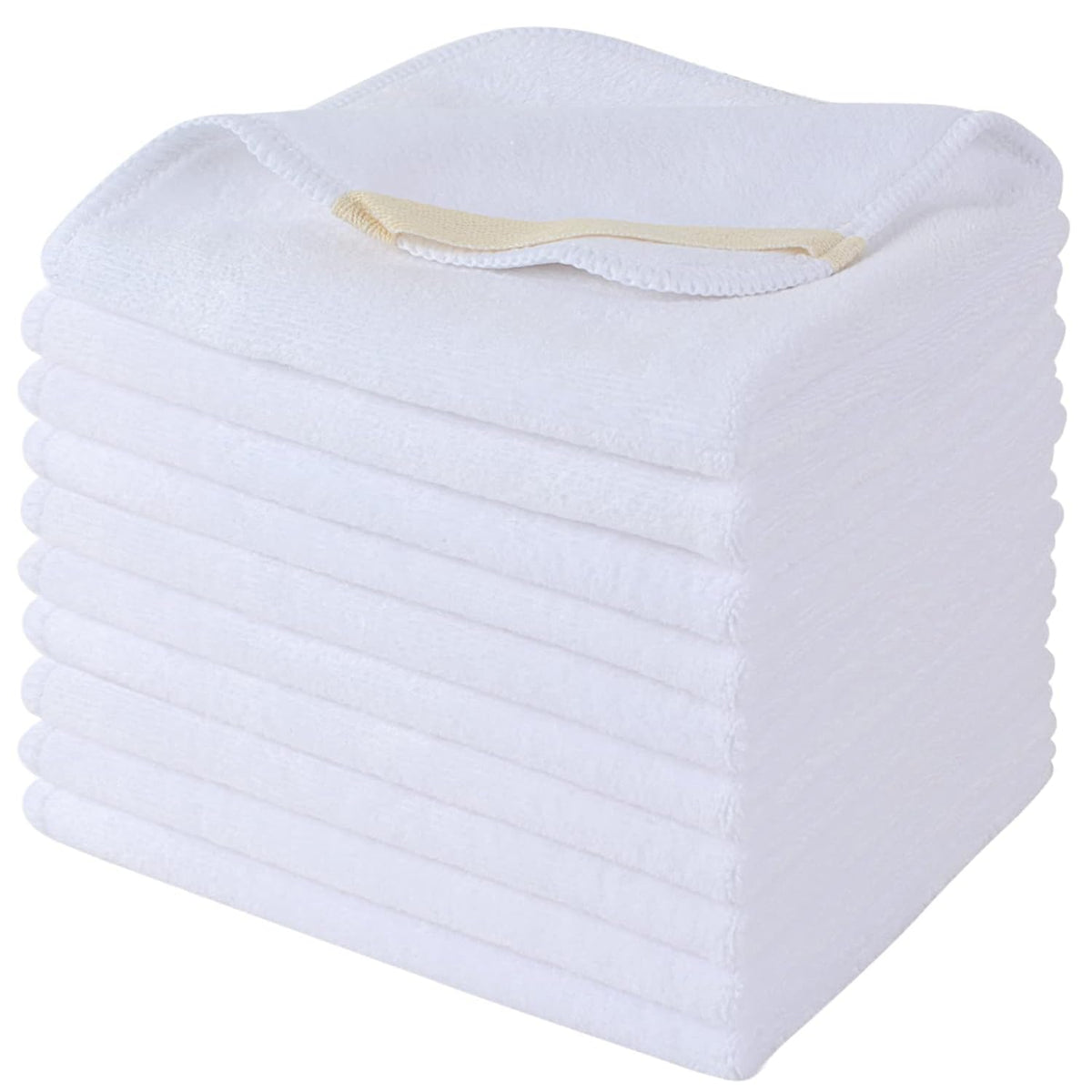 Microfiber Facial Cloths Fast Drying Washcloth 12inch x 12inch White 10 pack