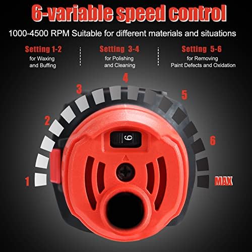 Car Buffer Polisher,6 inch Dual Action Polisher,Random Buffer Polisher kit with 6 Variable Speed 1000-4500rpm,Detachable Handle,4 Buffing Pads for Car detailing Polishing and Waxing