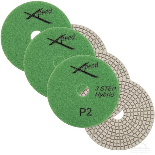 4” Step 2 Xpeed Polishing Pads for Granite Marble Quartz Engineered Stone & Other Similar Materials - 3 Pack