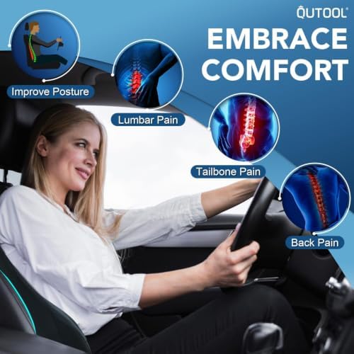 Patented Lumbar Support Pillow for Car, Truck Accessories Travel Essentials, Memory Foam Back Cushion for Driving Seat, Back Pain Relief,Washable Cover, Lower Back Support Fits Most Cars(Black)