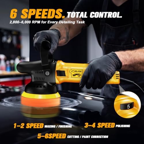 Car Buffer Polisher Kit, 5Inch 900W Corded Polisher with 6 Speeds
