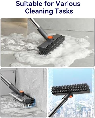 3 in 1 Adjustable Small Floor Scrub Brush with Long Handle