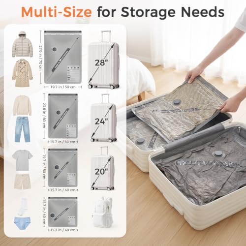 18‑Pack Vacuum Storage Bags with Cordless Pump, Travel Compression