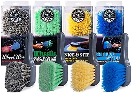 All Duty Brush Kit, ACCG09 Wheel Works Brush + ACCG02 Nice & Stiff Heavy Duty Carpet & Interior Brush + ACCG05 Big Blue Stiffy Heavy Duty Brush + ACCG08 Wheelie Exterior Surface Brush