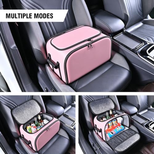 Car trunk organizer front seat storage for Suv and Sedan，insulated box，pink