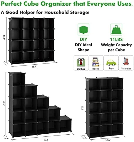 16 Cube Storage Organizer Cube Shelves Units Storage Cubes, Black