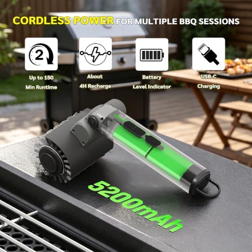 Electric Grill Brush, 58W 3-Speed Cordless Grill Cleaner, Gray