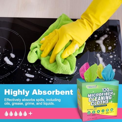 Microfiber Cleaning Cloth, 120 Pack Reusable Paper Towels