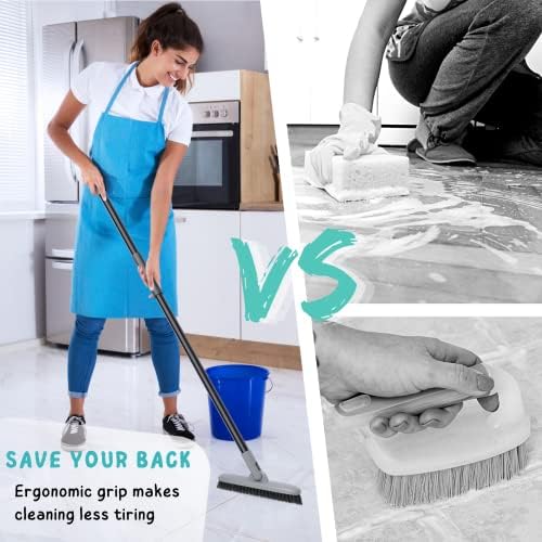 Grout Brush with Long Handle, 49'' Tile Cleaner Tool for Shower, Floors Scrubber for Bathroom Cleaning