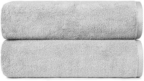 2 Piece Quick-Dry Oversize Bath Towel, 100% Cotton, 54" x 30", Platinum