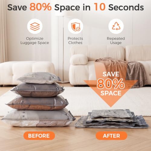18‑Pack Vacuum Storage Bags with Cordless Pump, Travel Compression