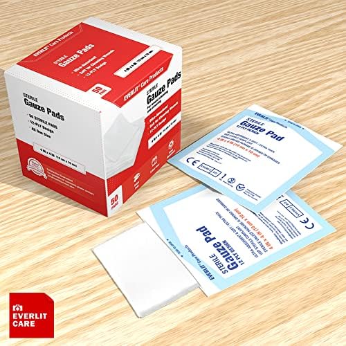 [Extra-Thick] 4''x4'' Sterile Gauze Pad 12-Ply, 150 Pack, Individual Wrapped, Ultra Absorbent Large Non-Woven Medical Gauze Sponges for Wound Care Home First Aid Kit