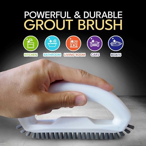 Grout Cleaning Brush Set (4 Pcs) Heavy Duty Hand Grout Scrub Brush & Detail Cleaning Brush Set for Baseboards,Floor, Corners, Shower, Bath Tub & Tiles