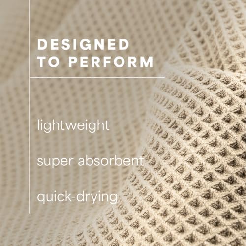 Aura Waffle Bath Towels, 4 Pack, 30" x 60", Beige