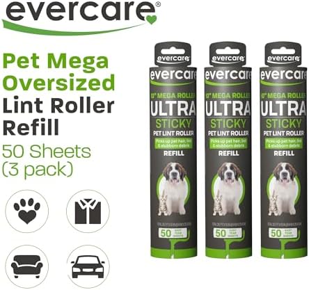 Pack of 3 All-Purpose Pet Mega Oversized Lint Roller Refills, 50 Sheets Each