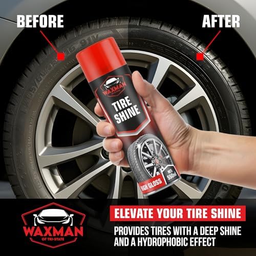 Tire Shine Spray – 18.6 fl oz, High-Gloss Hydrophobic Tire Dressing, Safe for All Vehicles