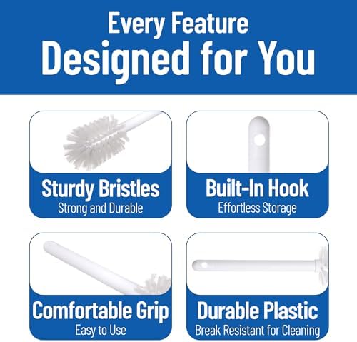 Dish Brush with Round Nylon Head, 11 Inch, White