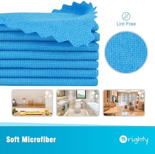 Microfiber Cleaning Cloth, 200 Pack Microfiber Towels for Cars, Multi-Purpose Shop Towels Cleaning Rags Bulk for Car, Home, Kitchen, 11.5’’ x 11.5’’, Blue