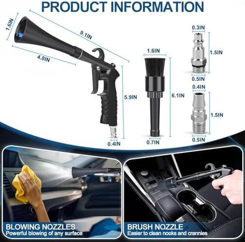 Car Cleaning Gun Detailing Interior Dryer Air Blow Gun, High Pressure Blower Gun, Car Detailing Kit Interior Cleaner, Car Detailing Tools for Car Quickly Blasts Dirt and Dust Works with Air