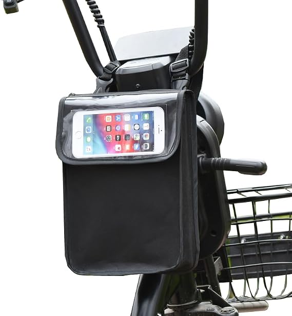 Electric Scooter Bag Storage Pouch Handlebar Attachement Large Capacity with Waterproof Phone Holder Pocket Front Hangin