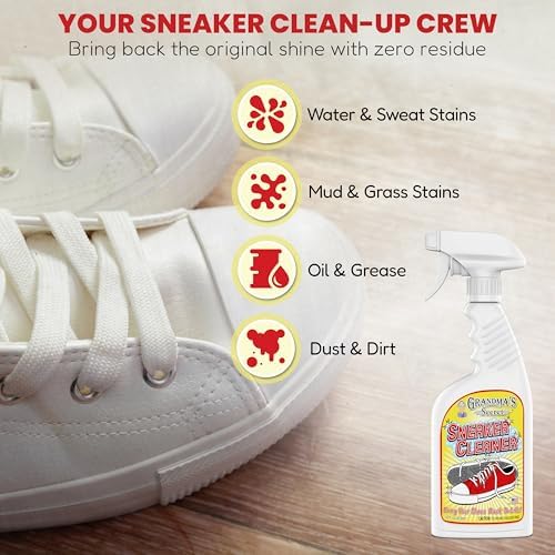 Sneaker Cleaner - for Rubber, Canvas, Leather, Stain Remover Spray Removes Dirt, Grime, Grass - Cleaner for Outdoor Shoes, Slippers, Moccasins - 16oz & 3oz Combo