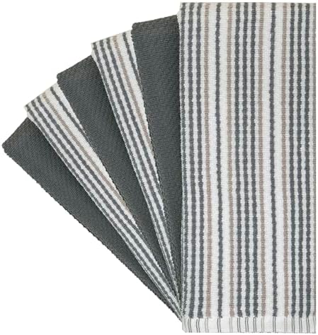 Bumble Kitchen Towels 6 Pack 100% Cotton Dish Towels - 16"x26" - Grey