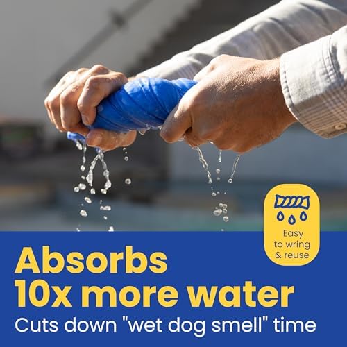 Shammy Dog Towel for Drying Dogs Large, 34x26in, Ultra Absorbent, 1 Pack