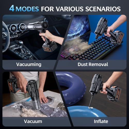 Car Vacuum Portable Cordless, 50000Pa Strong Suction Brushless Motor, Handheld Vacuum with 2 Batteries & Charger, 6-in-1 Rechargeable Vacuum Cleaners for Home, Pet Hair & Keyboard - Ink Black