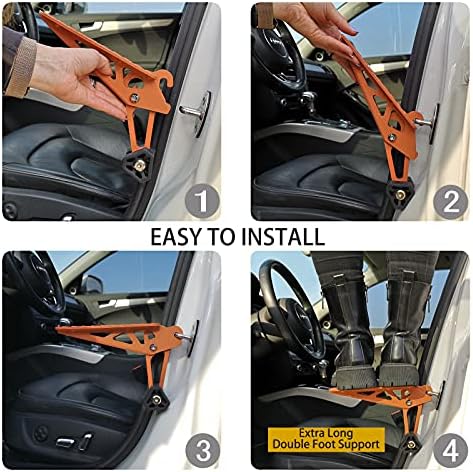 Universal Fit Car Door Step, Foldable Roof Rack Door Step Up on Door Latch, Both Feet Stand Pedal Ladder, Easy Access to Rooftop for Most Car, SUV, Truck, Max Load 400 lbs(Orange