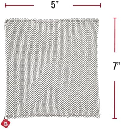 Knapp Made 7"x5" Chainmail Dishcloth - Stainless Steel Cast Iron Scrubber